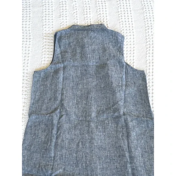 NWT Garnet Hill Classic Linen Shirt Dress Size 14 Button Up Collared Sleeveless - Picture 6 of 13